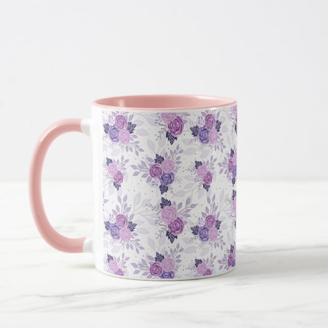 Caneca Floral rosa púrpura Bonito (Esquerda)