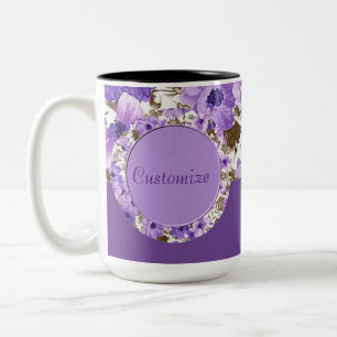 Caneca floral roxa & branca personalizada