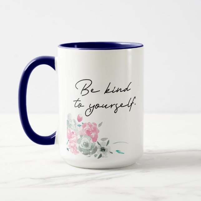 Caneca Floral Seja gentil com sua citação inspiradora (Esquerda)