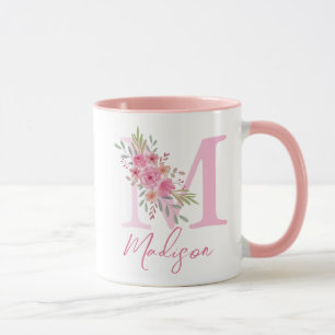 CANECA FLORAL SOFT BLUSH ALPHABETS NAME LETÓRIA M