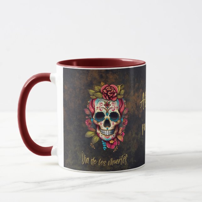 Caneca Floral Sugar Skull Dia de los Muertos Memory (Esquerda)