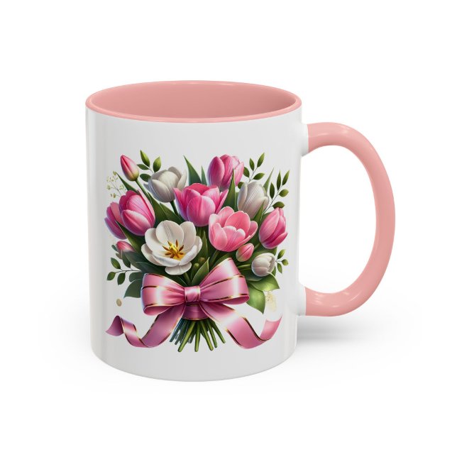 Caneca Floral Tulipa Rosa Presente Fofo (Criador carregado)