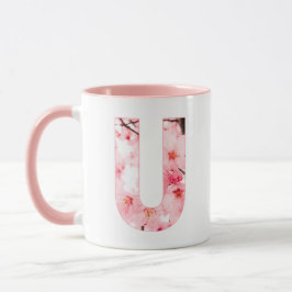 Caneca Floral U Initial Mug | Personalized Name & Traits