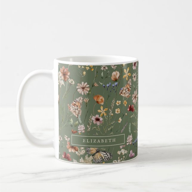 Caneca Floral Verde (Esquerda)
