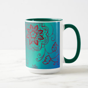 Caneca floral verde