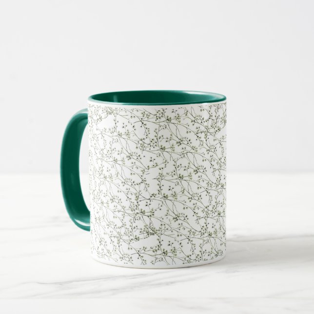 Caneca Floral Verde Elegante (Frente Esquerda)
