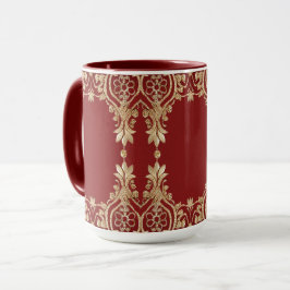 Caneca Floral Vermelho Moderno Dourado