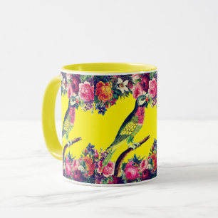 Caneca Floral Vintage Parrot