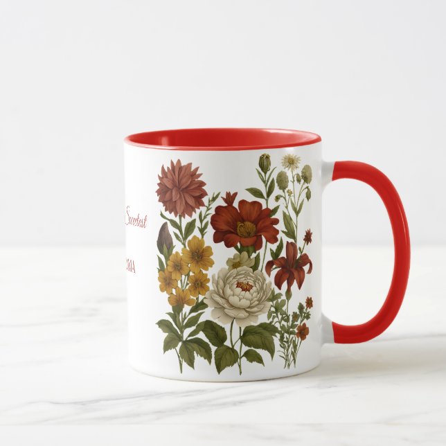 Caneca Floral Vintage Personalizada, Presente com  (Direita)