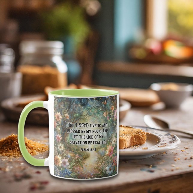 Caneca Floral Woodland King James Escritura Salm 18 (Criador carregado)