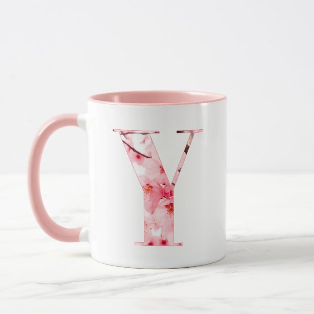 Caneca Floral Y Initial Mug | Personalized Name & Traits (Esquerda)