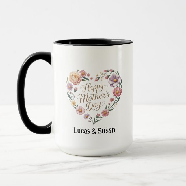Caneca Florals Flores Feliz Dia de as mães Presente Combo (Esquerda)