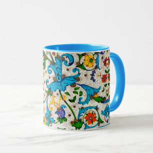CANECA FLORENTINA RENAISSÂNCIA CHUVAS FLORAIS AZUIS, FLOR