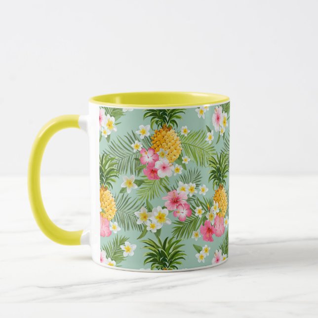 Caneca Flores & abacaxis tropicais (Esquerda)