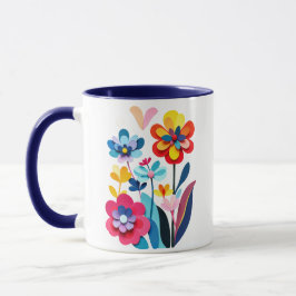 Caneca Flores Abstratas Coloridas e Divertidas Feitas de