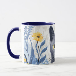 Caneca Flores Amarelas do Gato Azul Russo