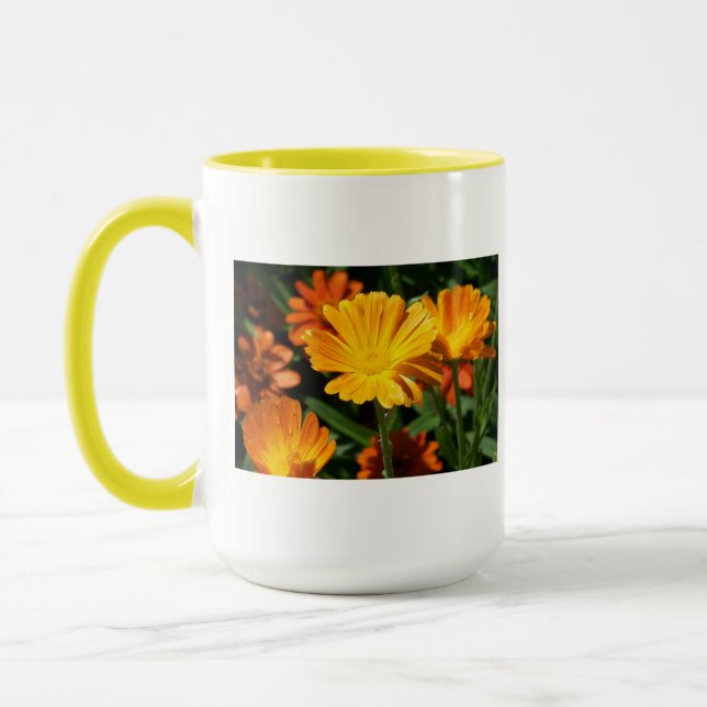 Caneca Flores Amarelas Flores Arte Paz Destino do Amor (Esquerda)