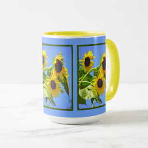CANECA "FLORES AMARELOS CONTRA O CÉU AZUL"