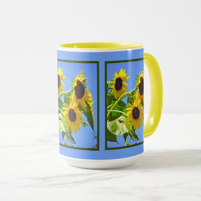 CANECA "FLORES AMARELOS CONTRA O CÉU AZUL" (Frente Esquerda)