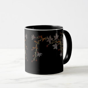 Caneca Flores Art Déco em Preto