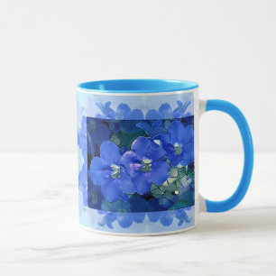 Caneca "Flores Azuis" (flores azuis)