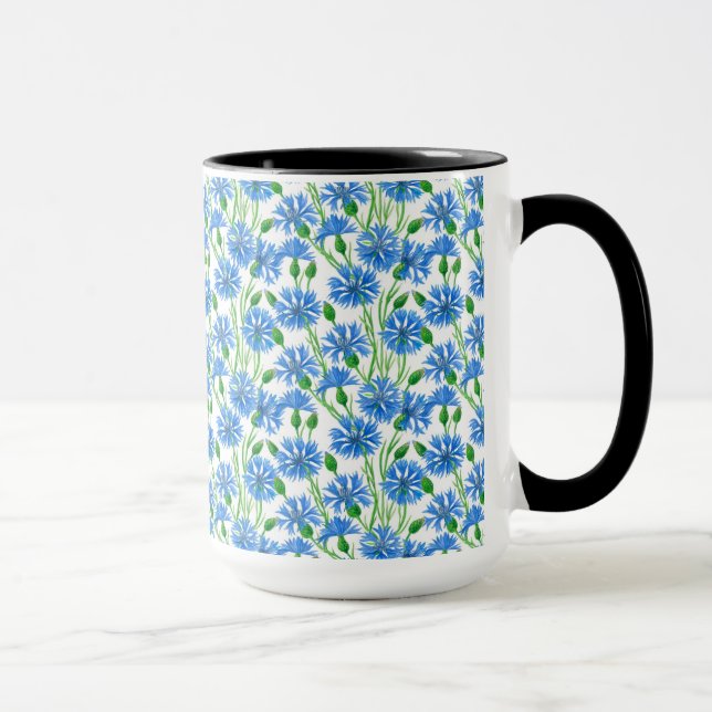 Caneca Flores azuis, flores silvestres e flores brancas (Direita)