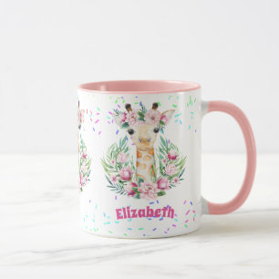 Caneca Flores Boho Giraffe Chamadas Garotas, Presentes Ad