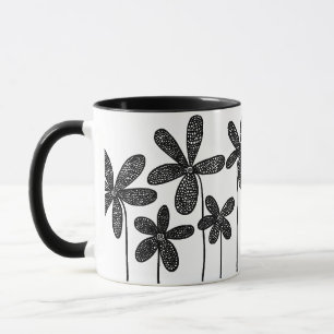 Caneca Flores bonito - Preto e Branco