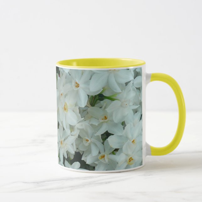 Caneca Flores brancas delicadas do narciso de Paperwhite (Direita)
