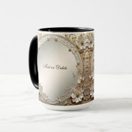Caneca Flores Brancas Modernas Pérolas