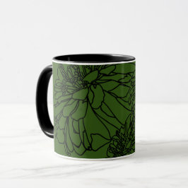 Caneca Flores brancas pretas minimalistas modernas