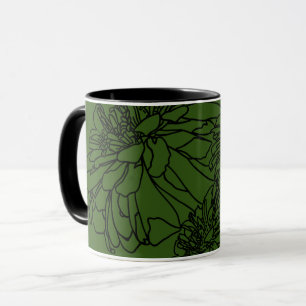 Caneca Flores brancas pretas minimalistas modernas