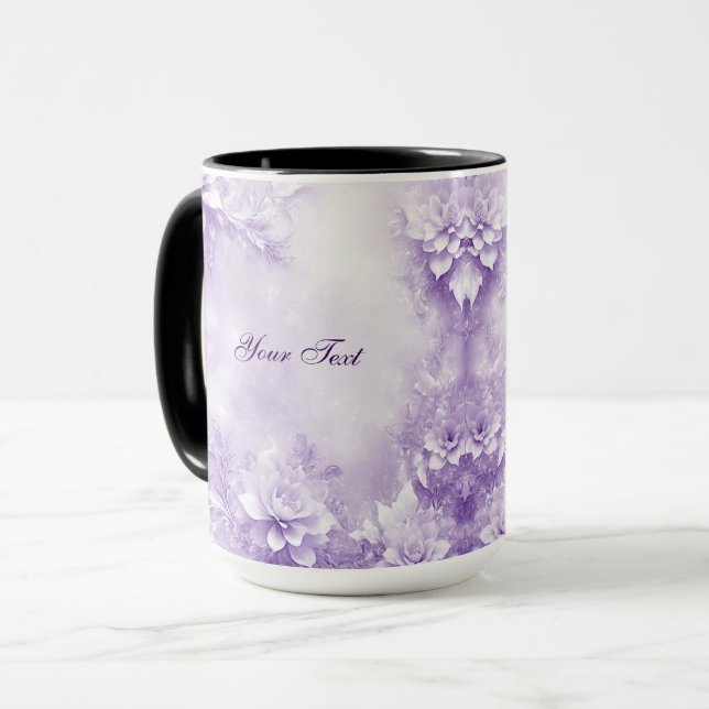 Caneca Flores Brancas Roxas (Frente Esquerda)