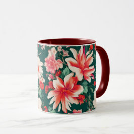 Caneca Flores Brancas Vibrantes, Vermelhas Rosa e Delicad