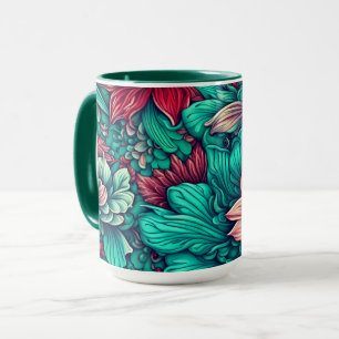 Caneca Flores cian Surrealista Flores 