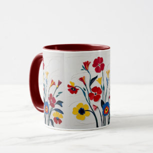 Caneca Flores Clássicas de Aquarela em Matizes Brilhantes