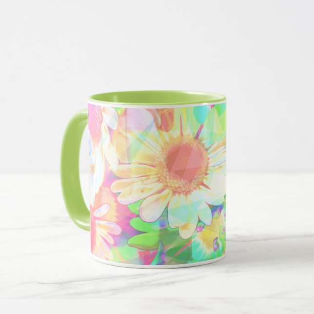Caneca Flores Coloridas Brilhantes Cheias (Frente Esquerda)