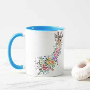 Caneca Flores Coloridas Buquê Girafa - Floral de Desenho