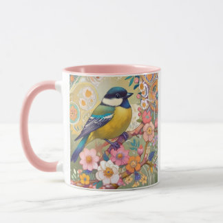 Caneca Flores Coloridas Coloridas De Aves Da Tit Do excel
