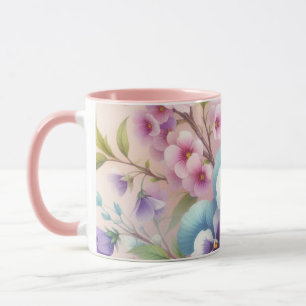 Caneca Flores coloridas em cor pastosa macia