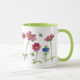 Caneca Flores cor-de-rosa da aguarela do cosmos das