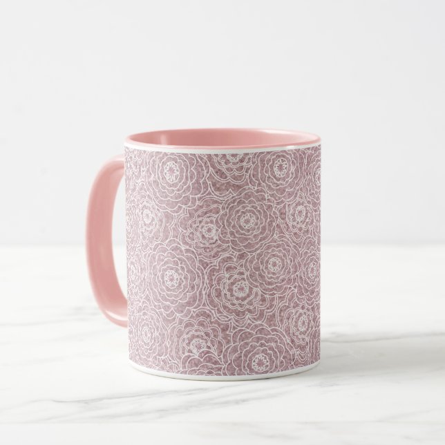 Caneca Flores cor-de-rosa monocromáticas (Frente Esquerda)