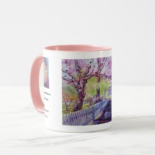 Caneca Flores da Árvore Cercis Pink em Williamsburg Virgí (Frente Esquerda)
