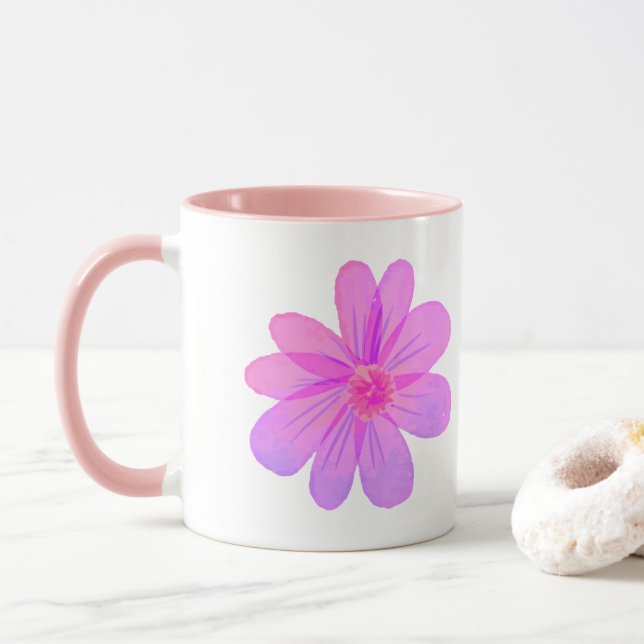 Caneca Flores de aquarela  (Com Donut)