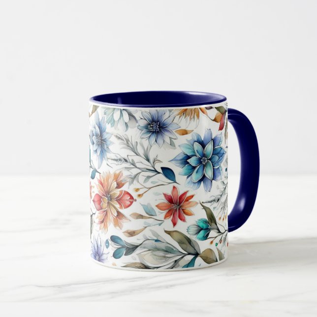 Caneca Flores de Aquarela (Frente Esquerda)