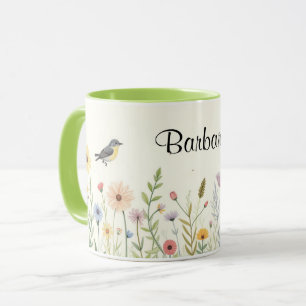Caneca Flores de Aquarela Personalizadas Café
