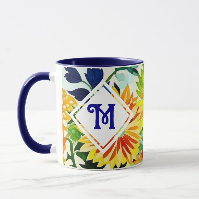 Caneca Flores De Aquarelas Monograma (Esquerda)