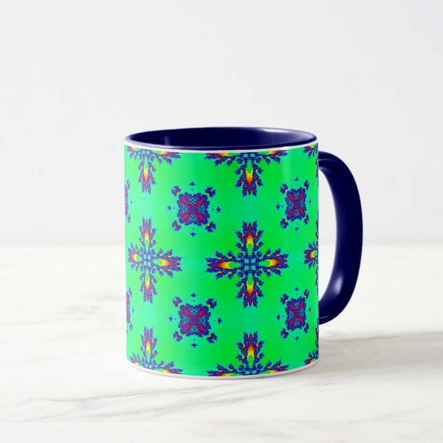 Caneca Flores de Artdeco no Estilo Retroativo (Frente Esquerda)