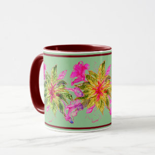 Caneca Flores de Arte de Aquarela de Buquê Balsam