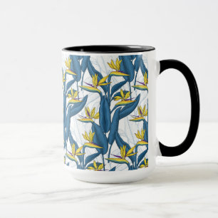 Caneca Flores de ave do paraíso em branco